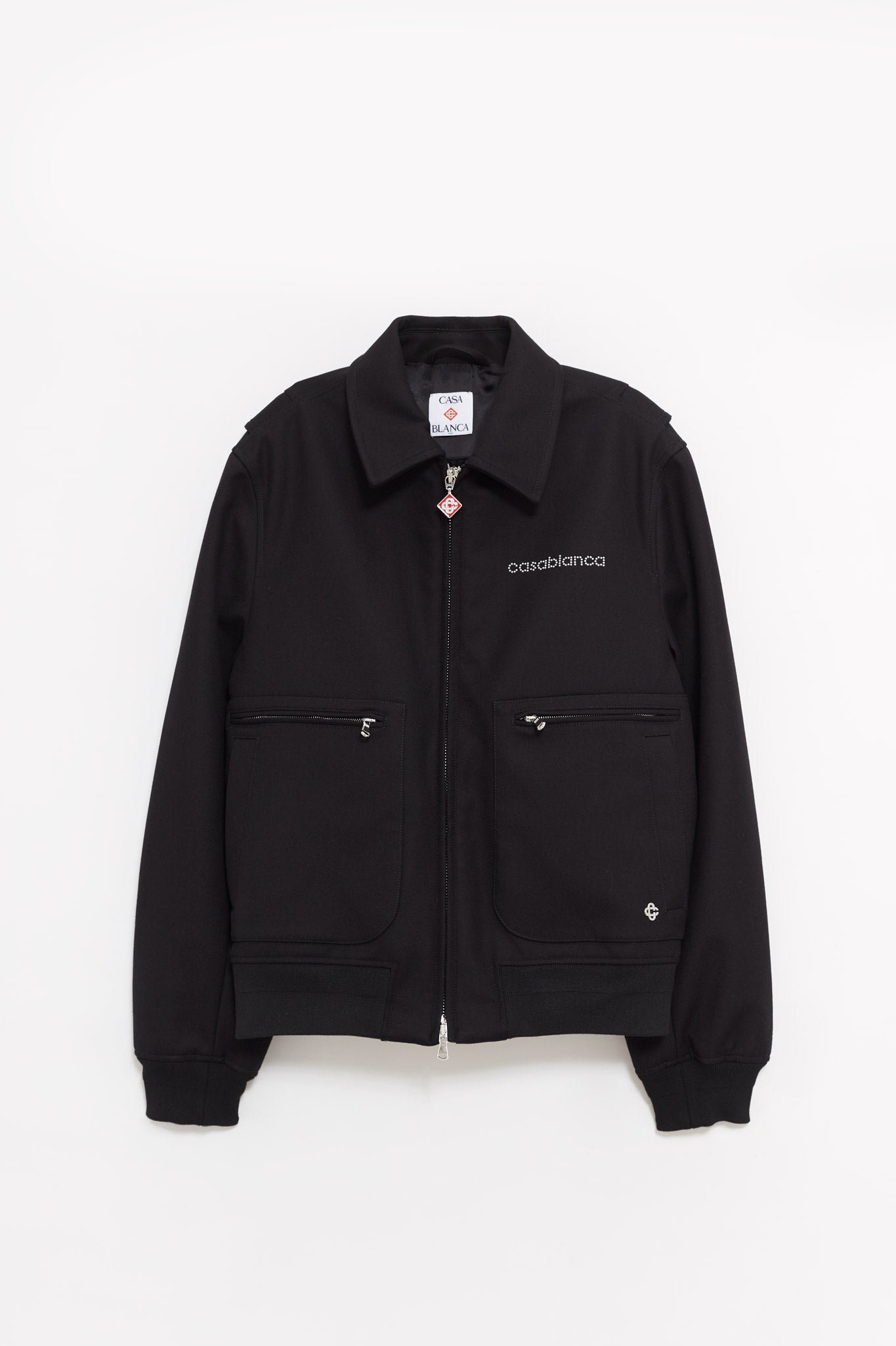 CASABLANCA BLACK BONDED WOOL BLEND JACKET
