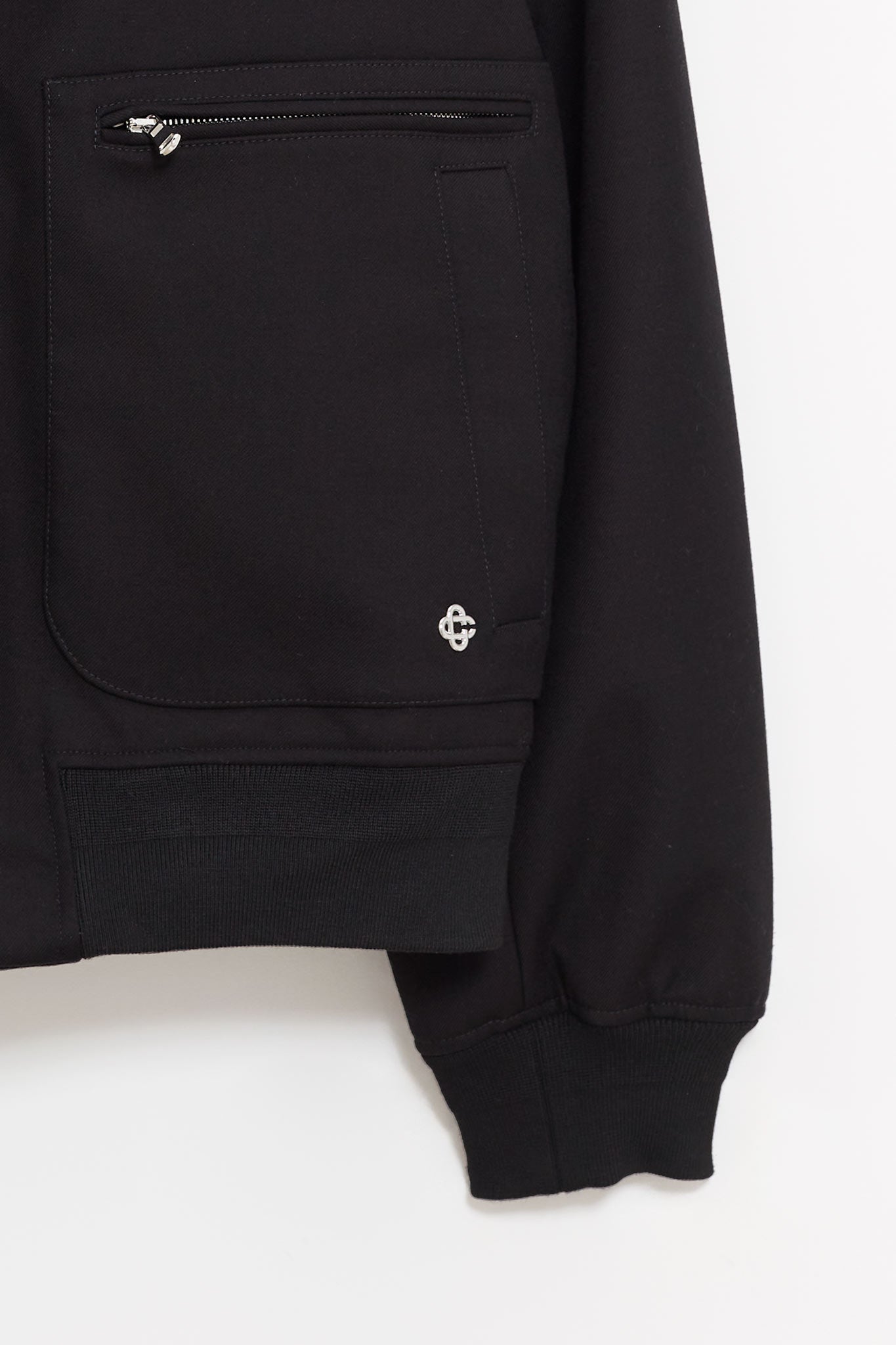 CASABLANCA BLACK BONDED WOOL BLEND JACKET