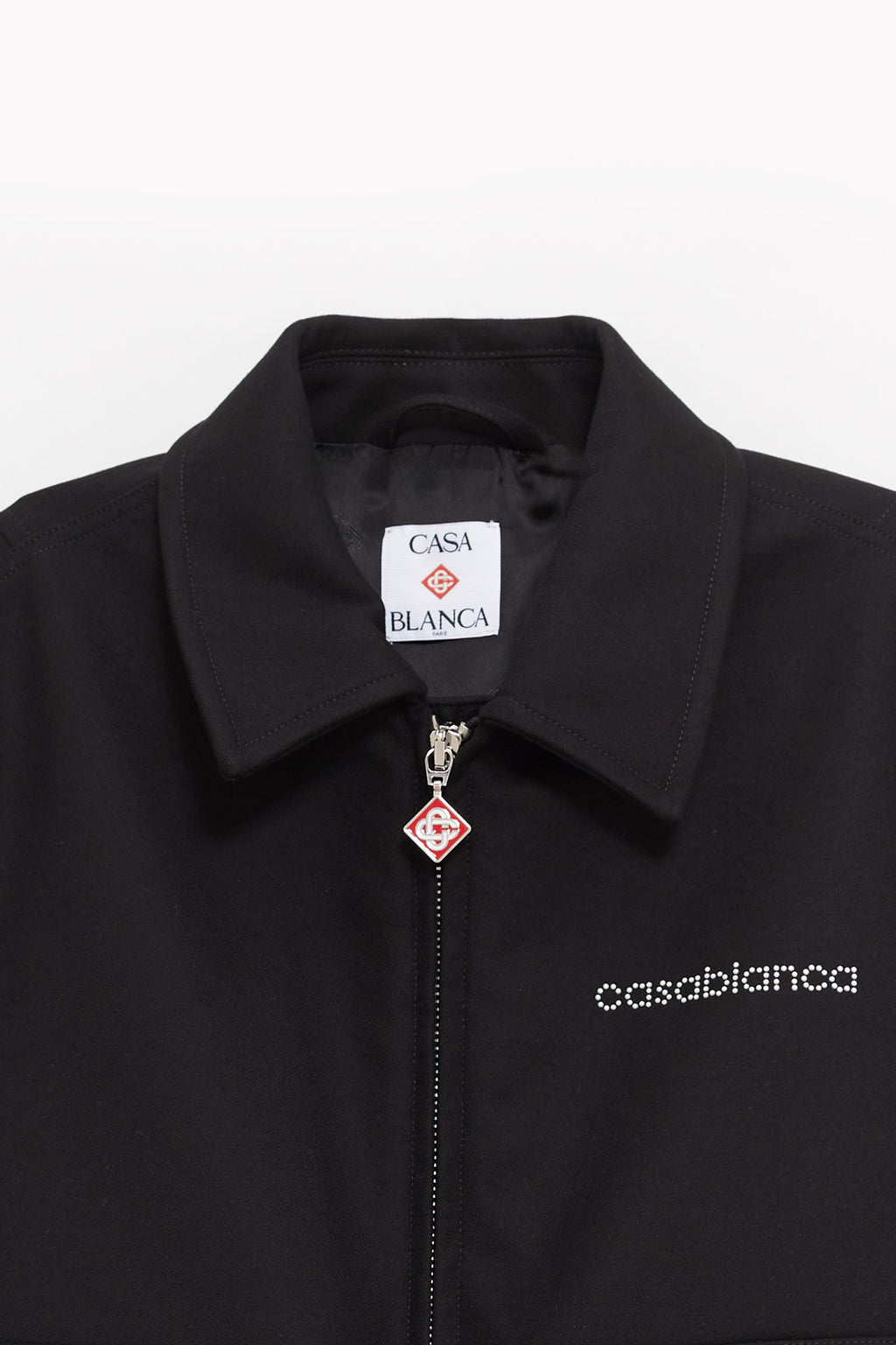 CASABLANCA BLACK BONDED WOOL BLEND JACKET