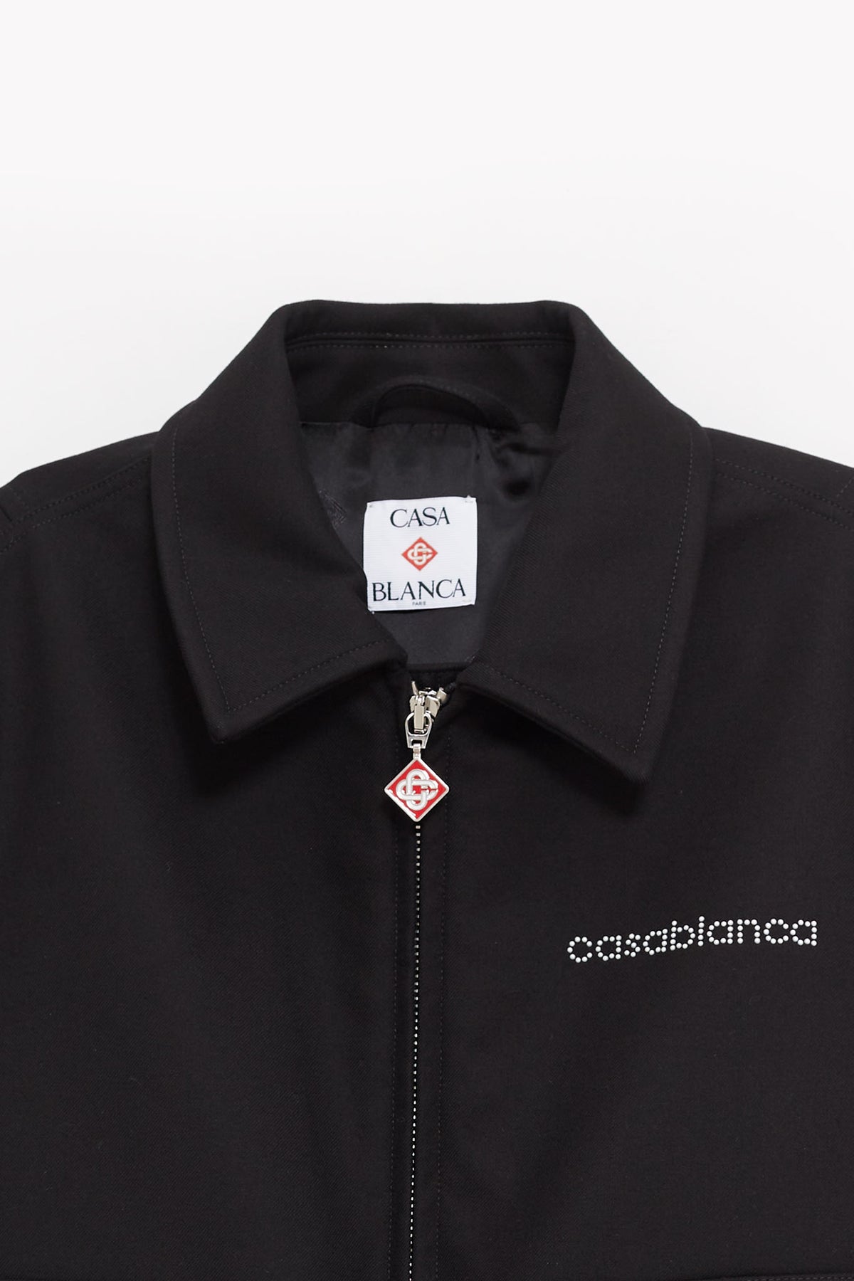 CASABLANCA BLACK BONDED WOOL BLEND JACKET