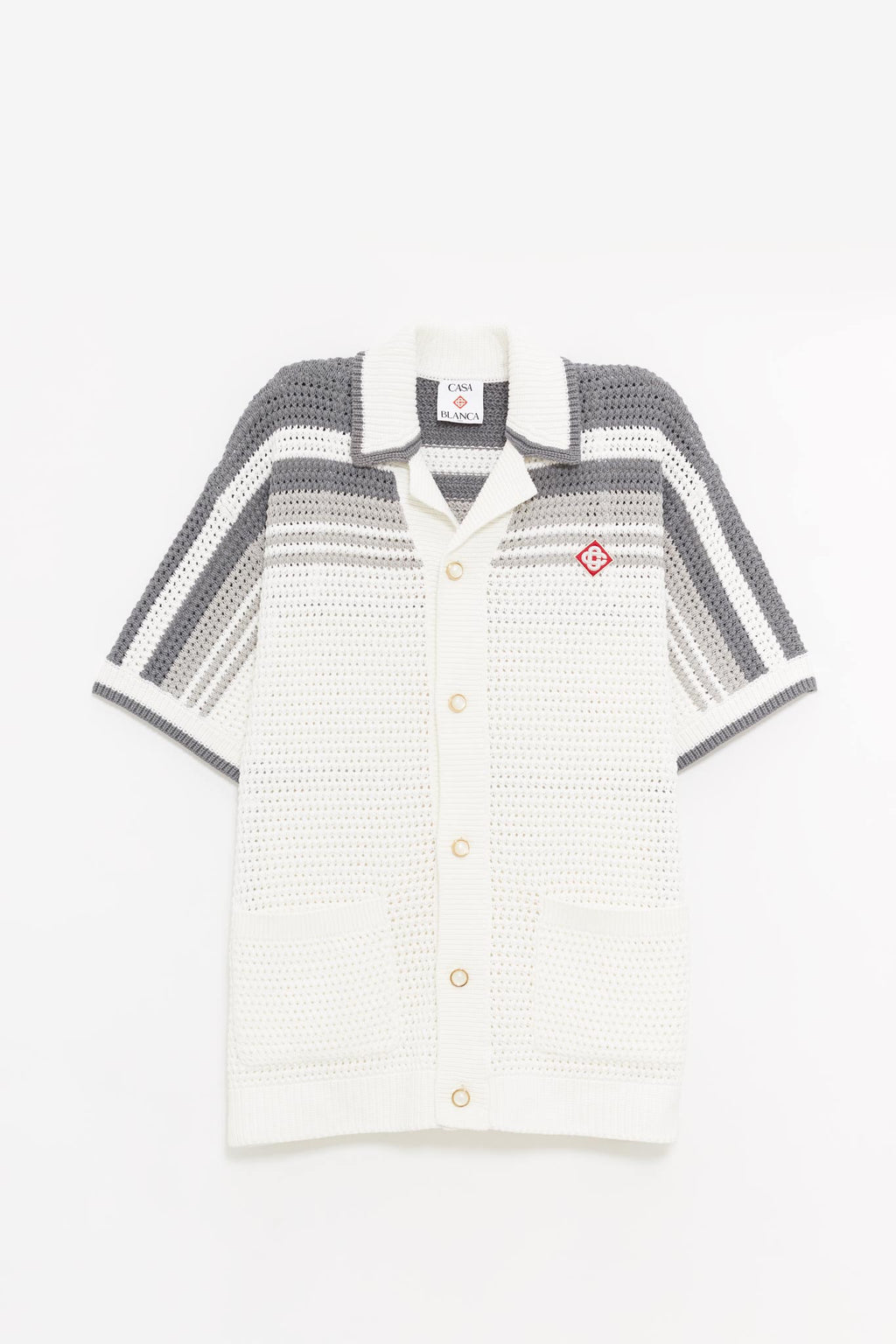 CASABLANCA WHITE GREY CROCHET SHIRT