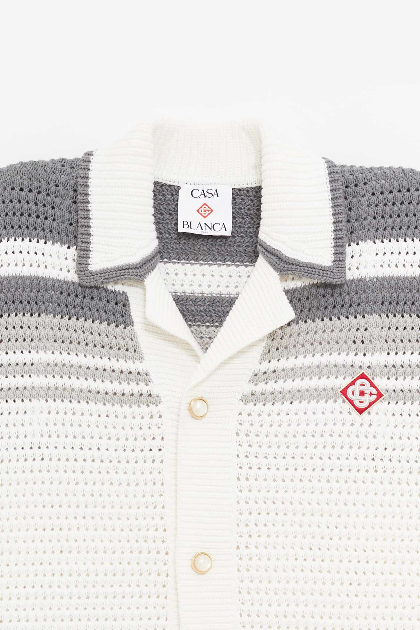 CASABLANCA WHITE GREY CROCHET SHIRT