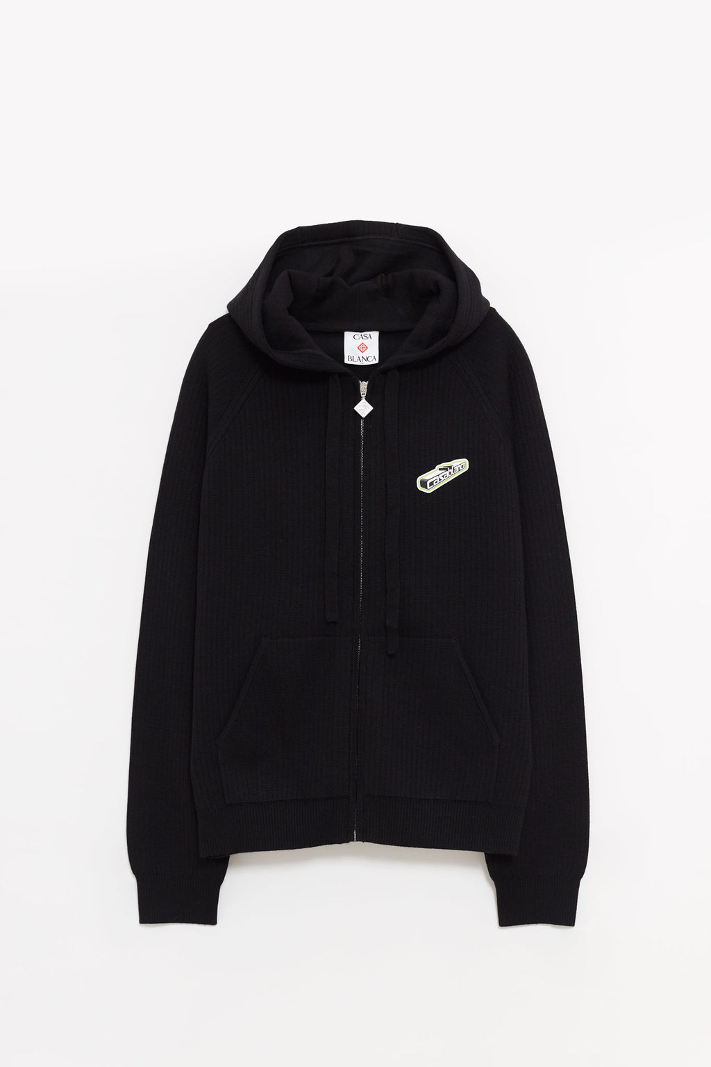 CASABLANCA BLACK RIB MERINO HOODIE