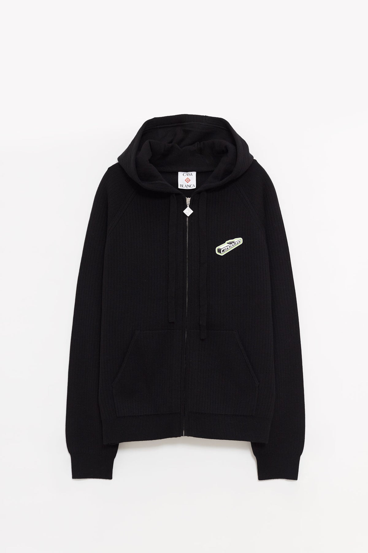 CASABLANCA BLACK RIB MERINO HOODIE