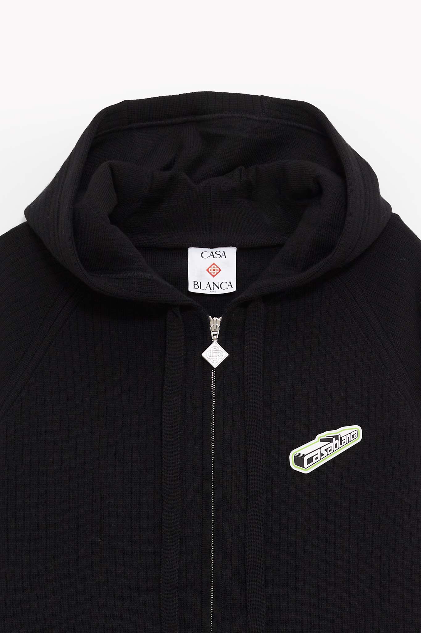 CASABLANCA BLACK RIB MERINO HOODIE