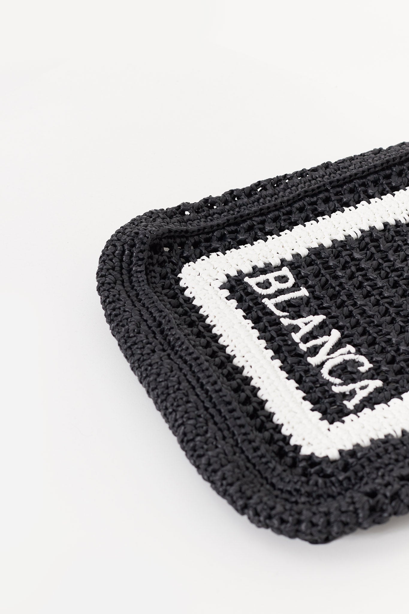 CASABLANCA BLACK RAFFIA TOTE BAG
