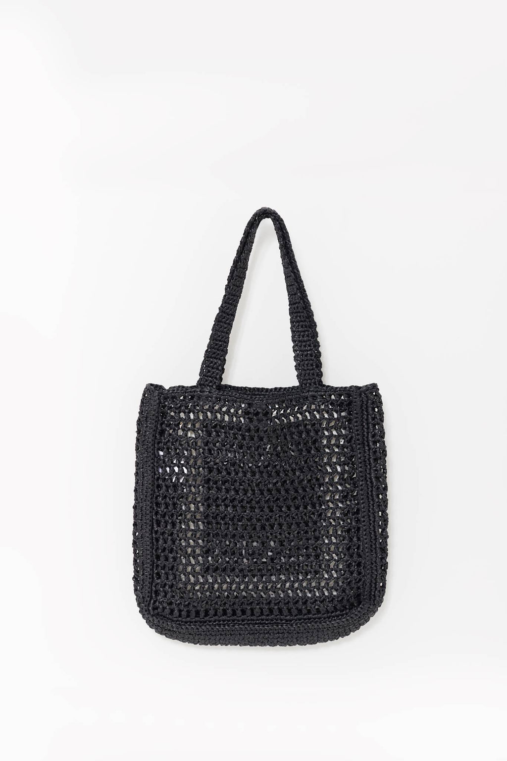 CASABLANCA BLACK RAFFIA TOTE BAG