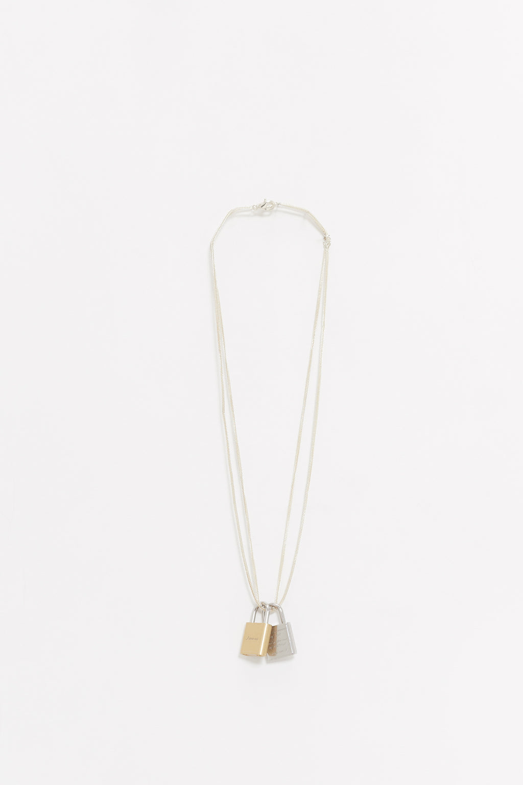 OUR LEGACY BRASS AND NICKLE PADLOCK RIDDLE NECKLACE
