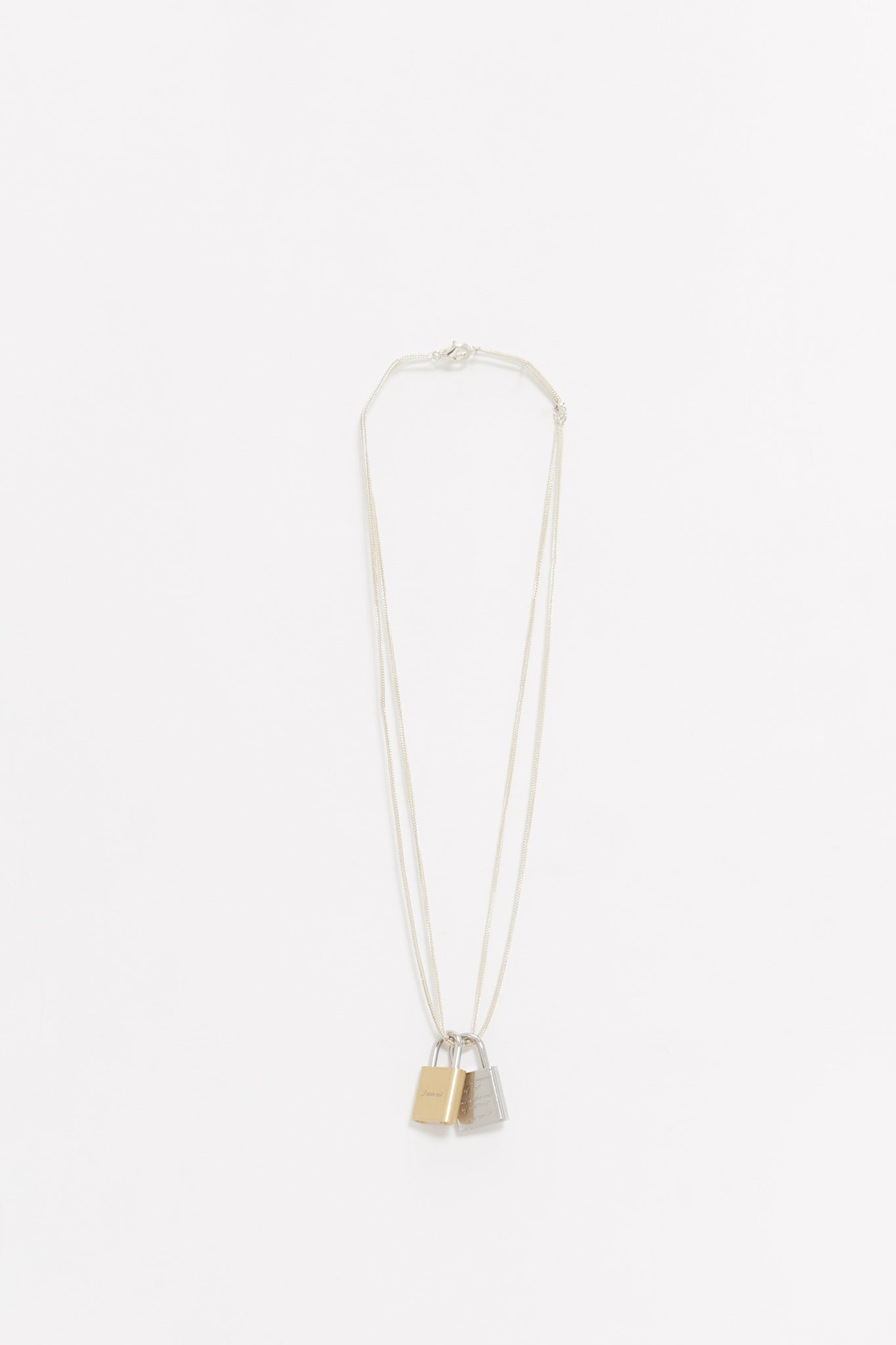 OUR LEGACY BRASS AND NICKLE PADLOCK RIDDLE NECKLACE
