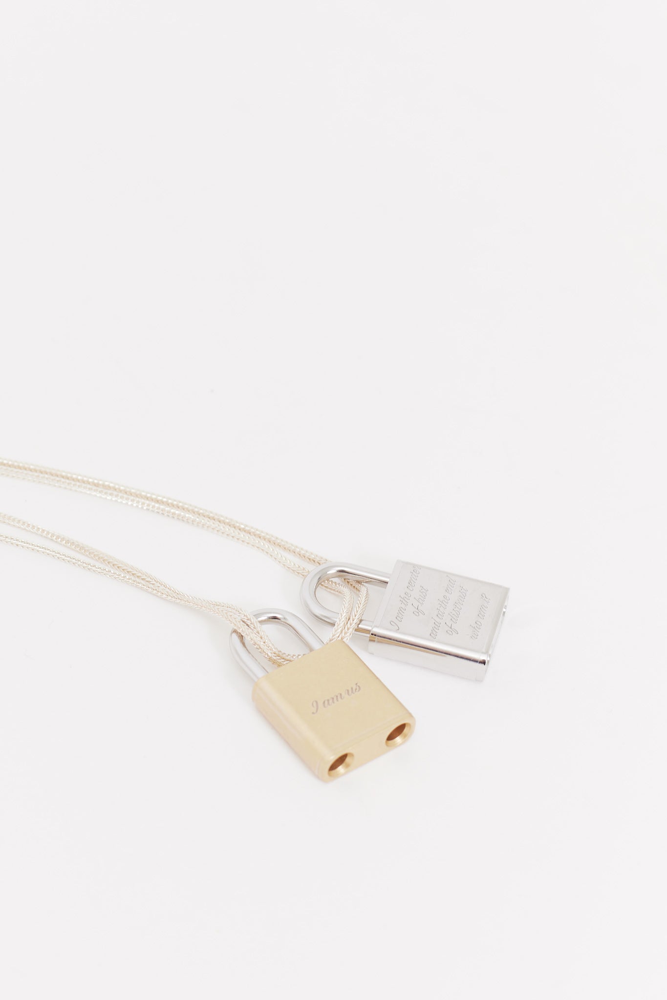 OUR LEGACY BRASS AND NICKLE PADLOCK RIDDLE NECKLACE