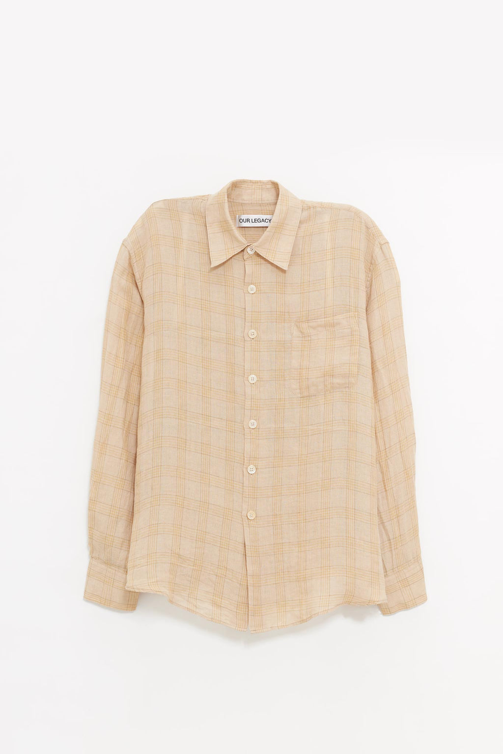 OUR LEGACY VACAY CHECK GAUZE LINEN ABOVE SHIRT