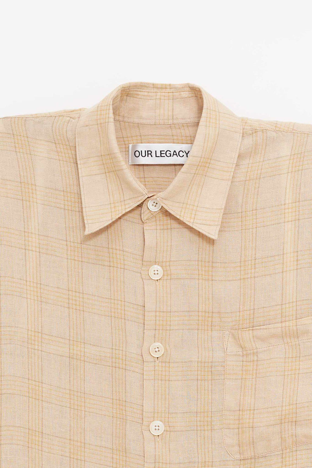 OUR LEGACY VACAY CHECK GAUZE LINEN ABOVE SHIRT
