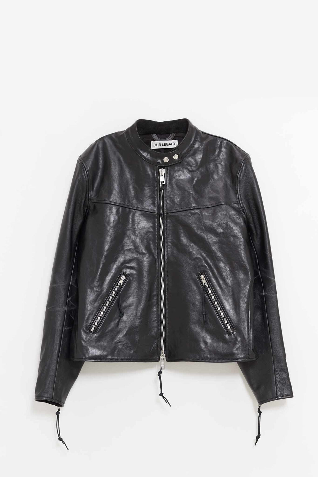 OUR LEGACY WHISKER BLACK BUFFED LAMBSKIN YUREI LEATHER JACKET