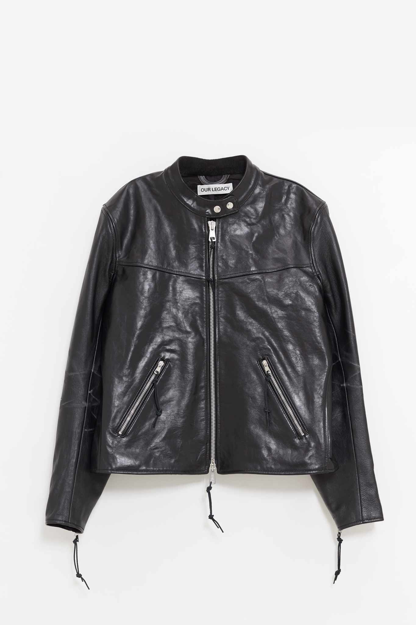 OUR LEGACY WHISKER BLACK BUFFED LAMBSKIN YUREI LEATHER JACKET