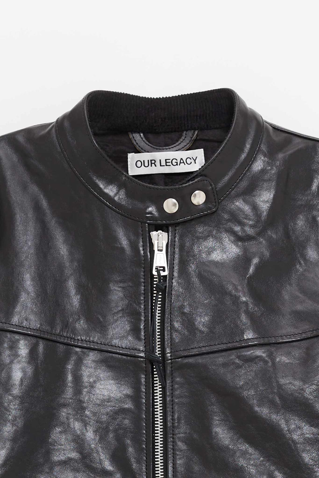 OUR LEGACY WHISKER BLACK BUFFED LAMBSKIN YUREI LEATHER JACKET