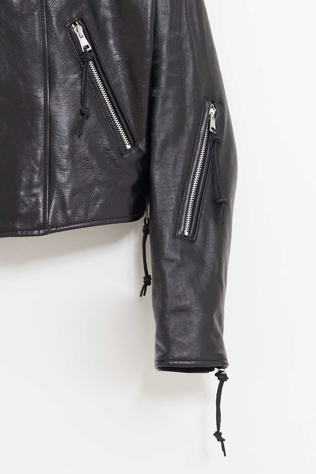 OUR LEGACY WHISKER BLACK BUFFED LAMBSKIN YOKAI LEATHER JACKET