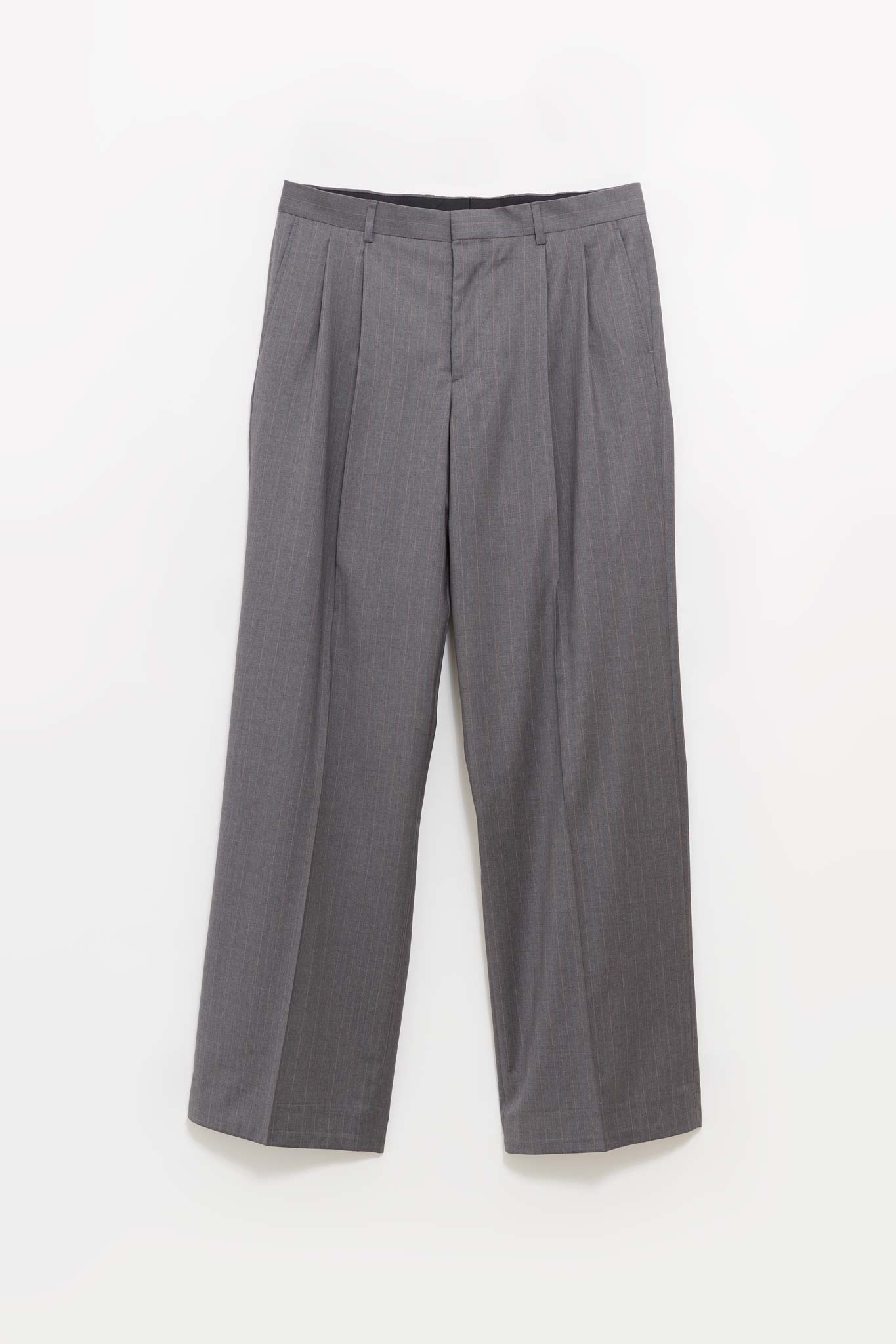 SUNFLOWER GREY MELANGE STRIPE WIDE PLEATED TROUSER