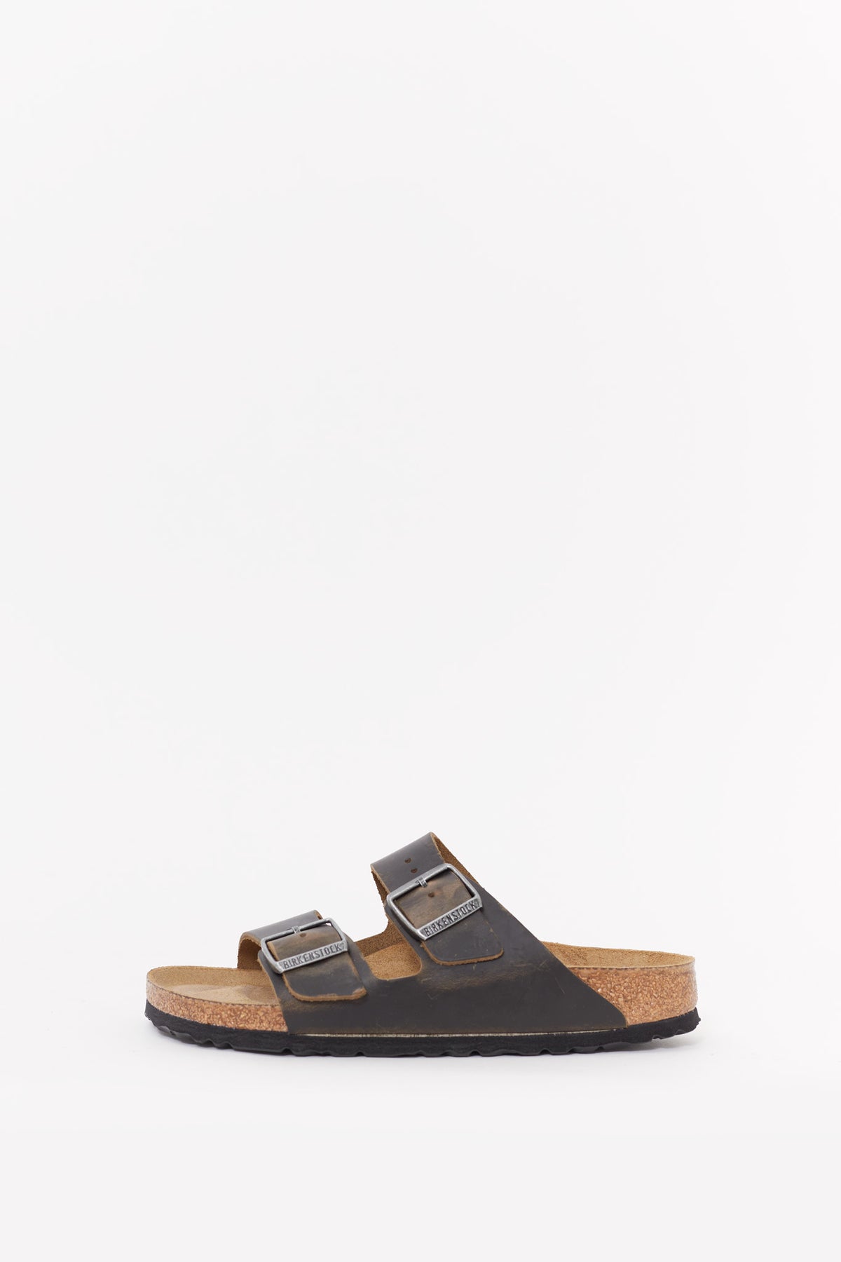 BIRKENSTOCK FADED KHAKI ARIZONA NARROWARIZONA SOFT FOOTBED OILED LEATHER SANDALS