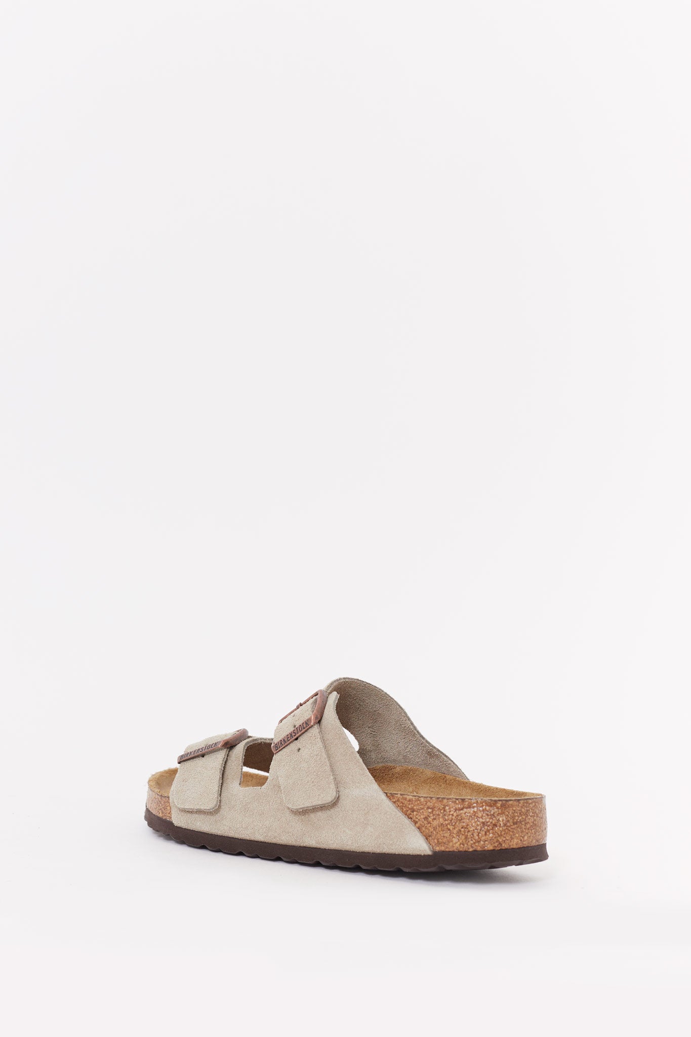 BIRKENSTOCK TAUPE ARIZONA REGULAR SOFT FOOTBED SUEDE LEATHER SANDALS
