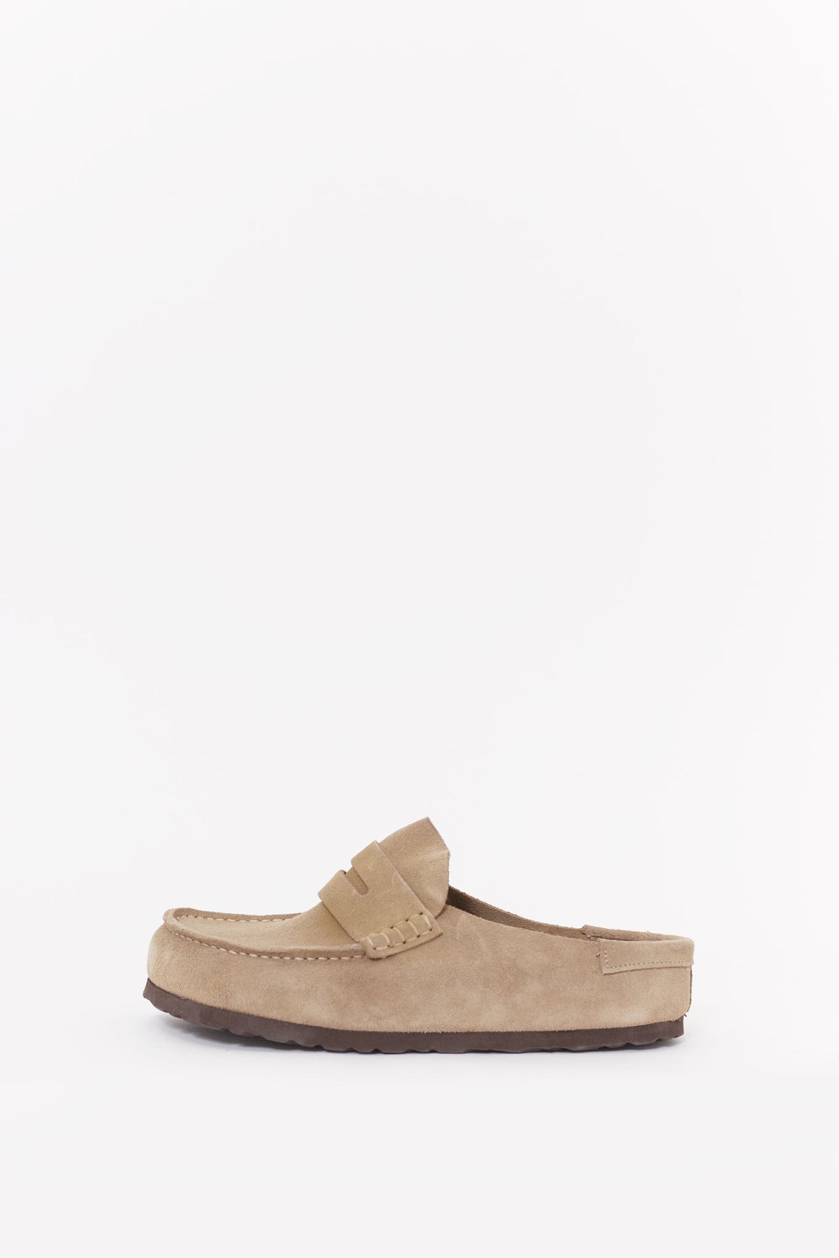 BIRKENSTOCK TAUPE NAPLES NARROW WRAPPED OILED LEATHER CLOGS