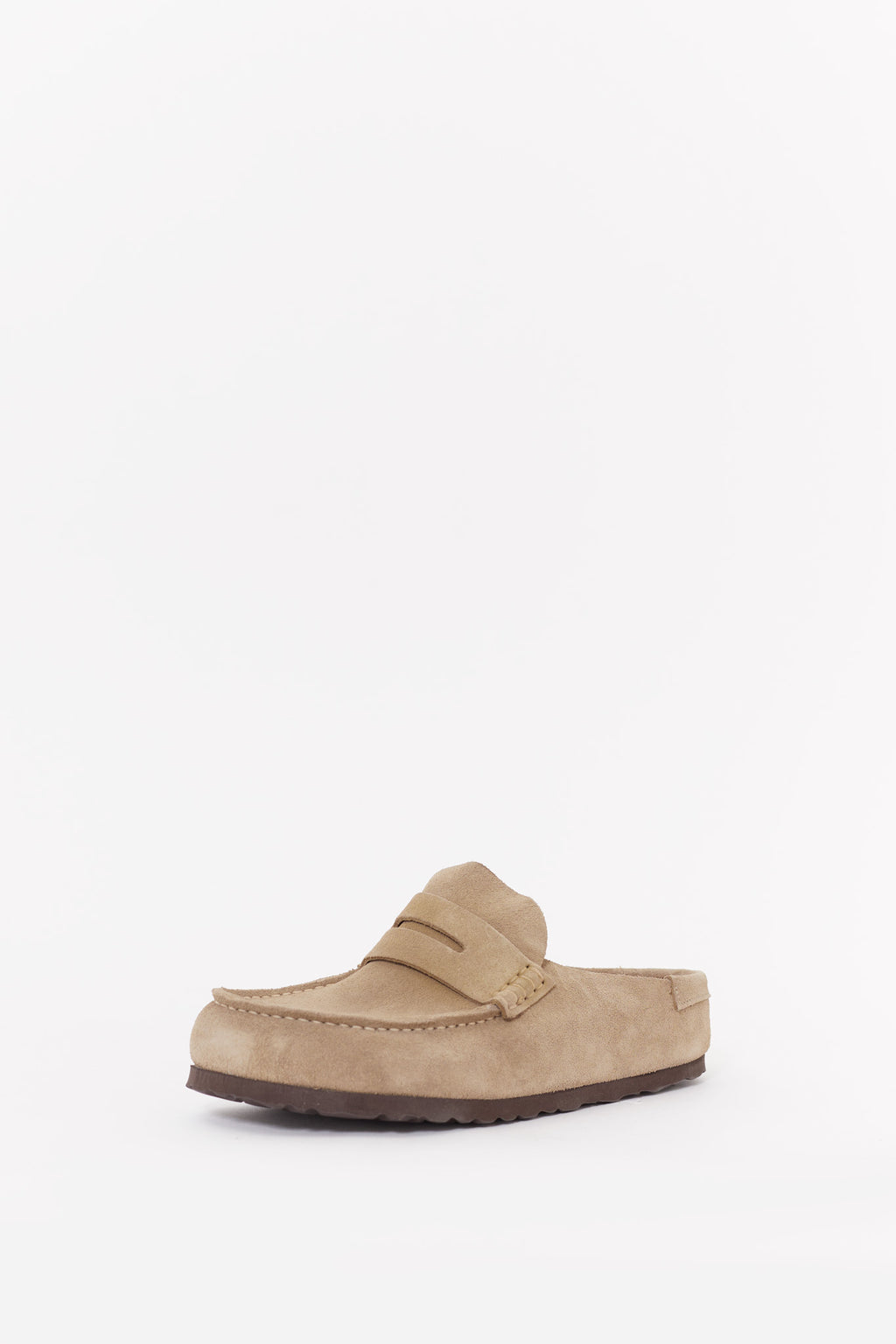 BIRKENSTOCK TAUPE NAPLES NARROW WRAPPED OILED LEATHER CLOGS