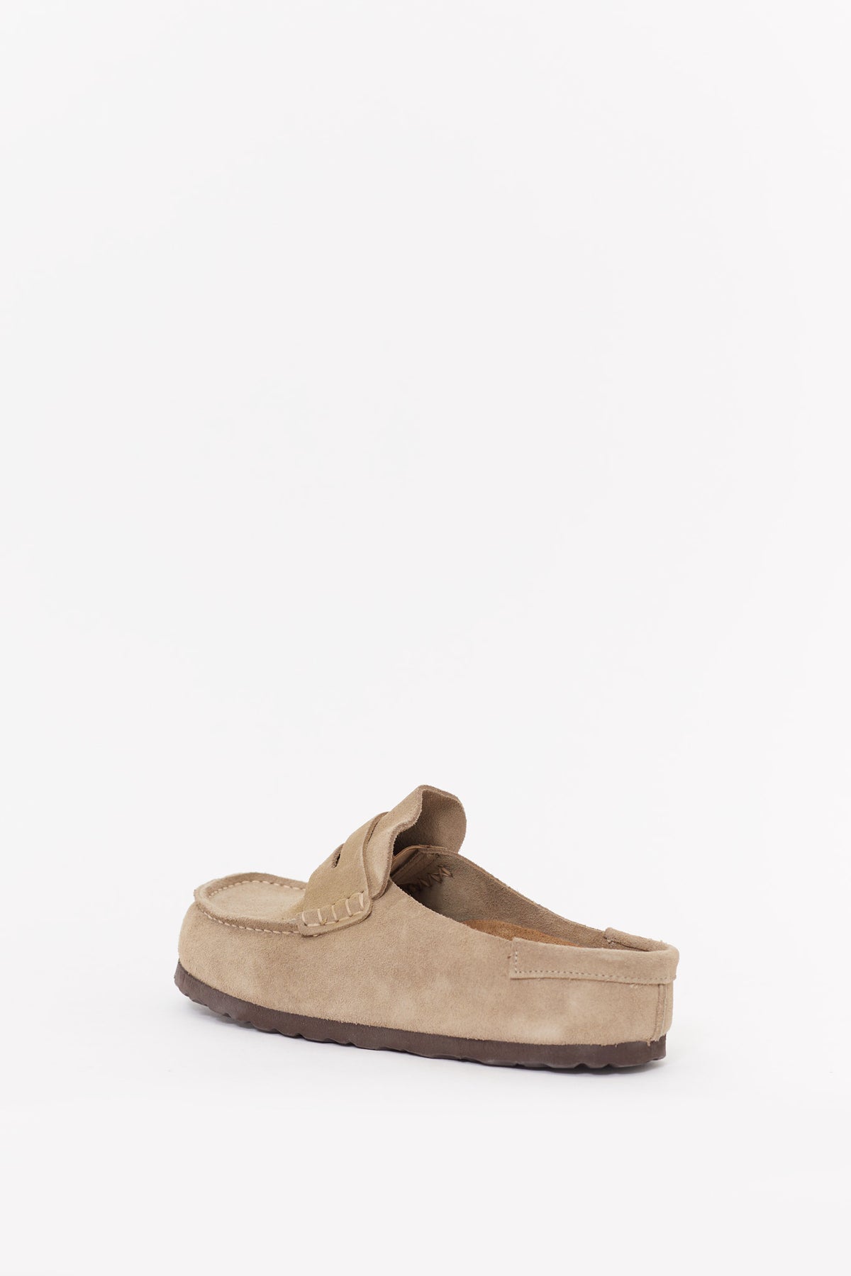 BIRKENSTOCK TAUPE NAPLES NARROW WRAPPED OILED LEATHER CLOGS