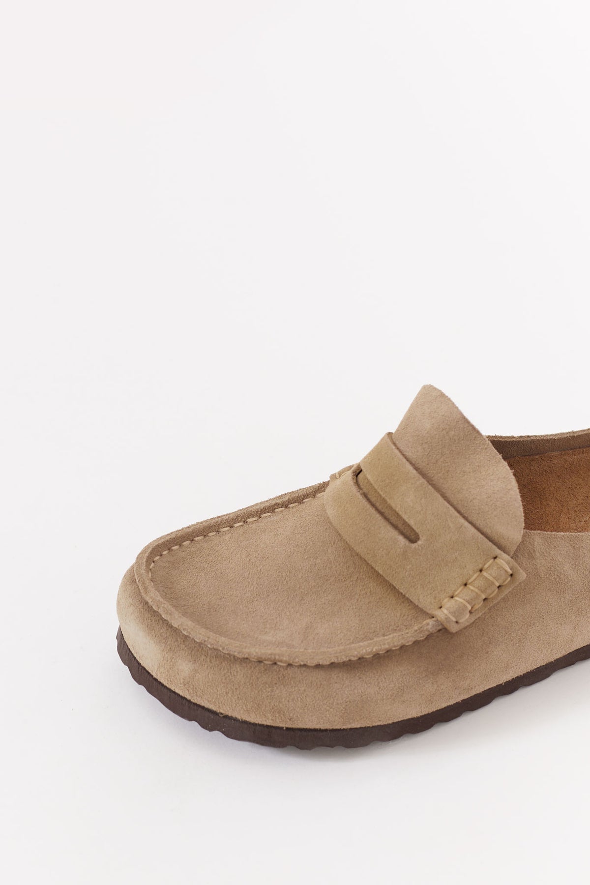 BIRKENSTOCK TAUPE NAPLES NARROW WRAPPED OILED LEATHER CLOGS
