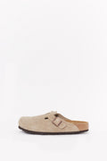 BIRKENSTOCK TAUPE BOSTON REGULAR SUEDE LEATHER CLOGS