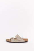 BIRKENSTOCK TAUPE ARIZONA NARROW SOFT FOOTBED SUEDE LEATHER SANDALS