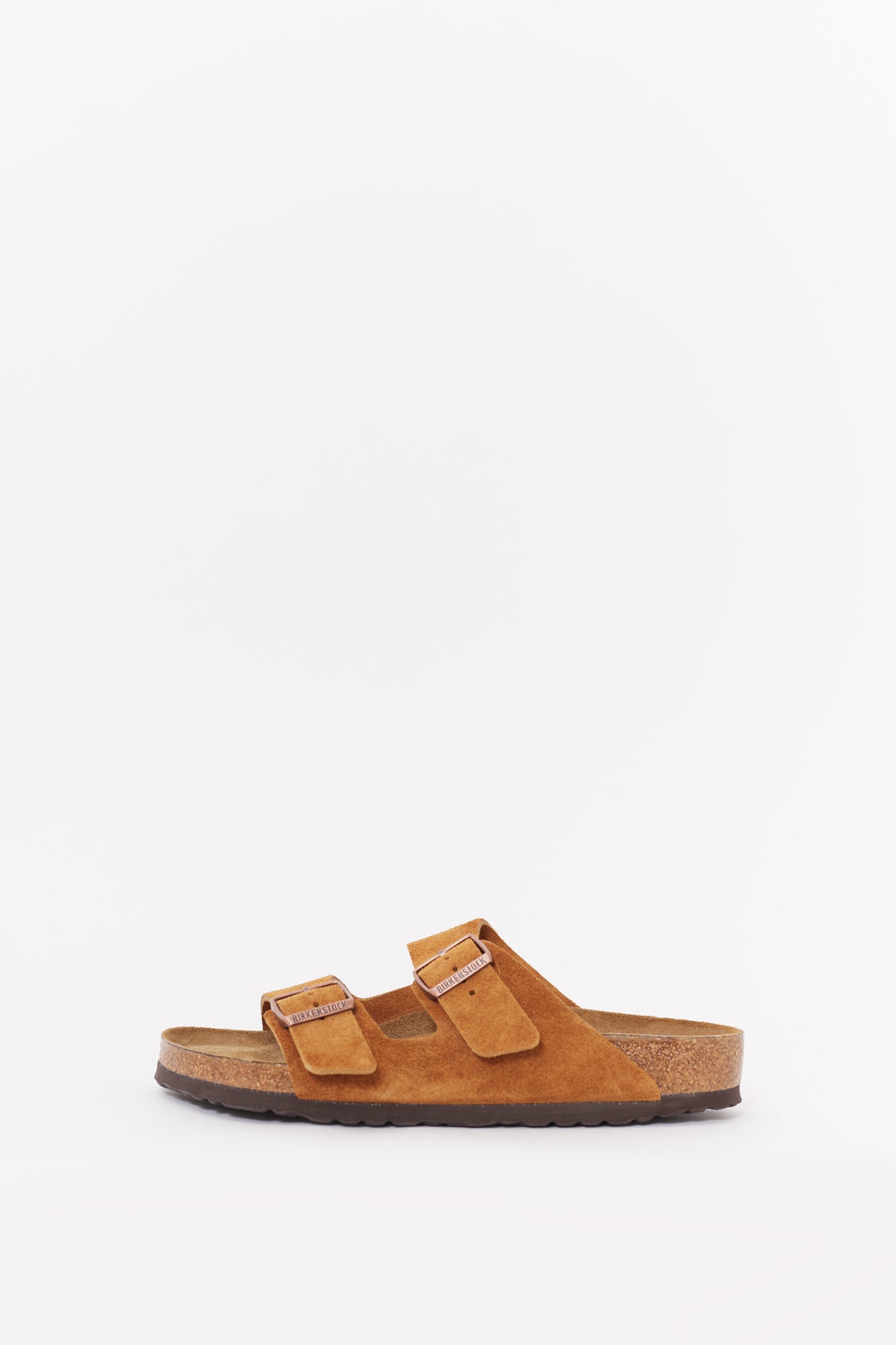 BIRKENSTOCK MINK ARIZONA REGULAR SOFT FOOTBED SUEDE LEATHER SANDALS