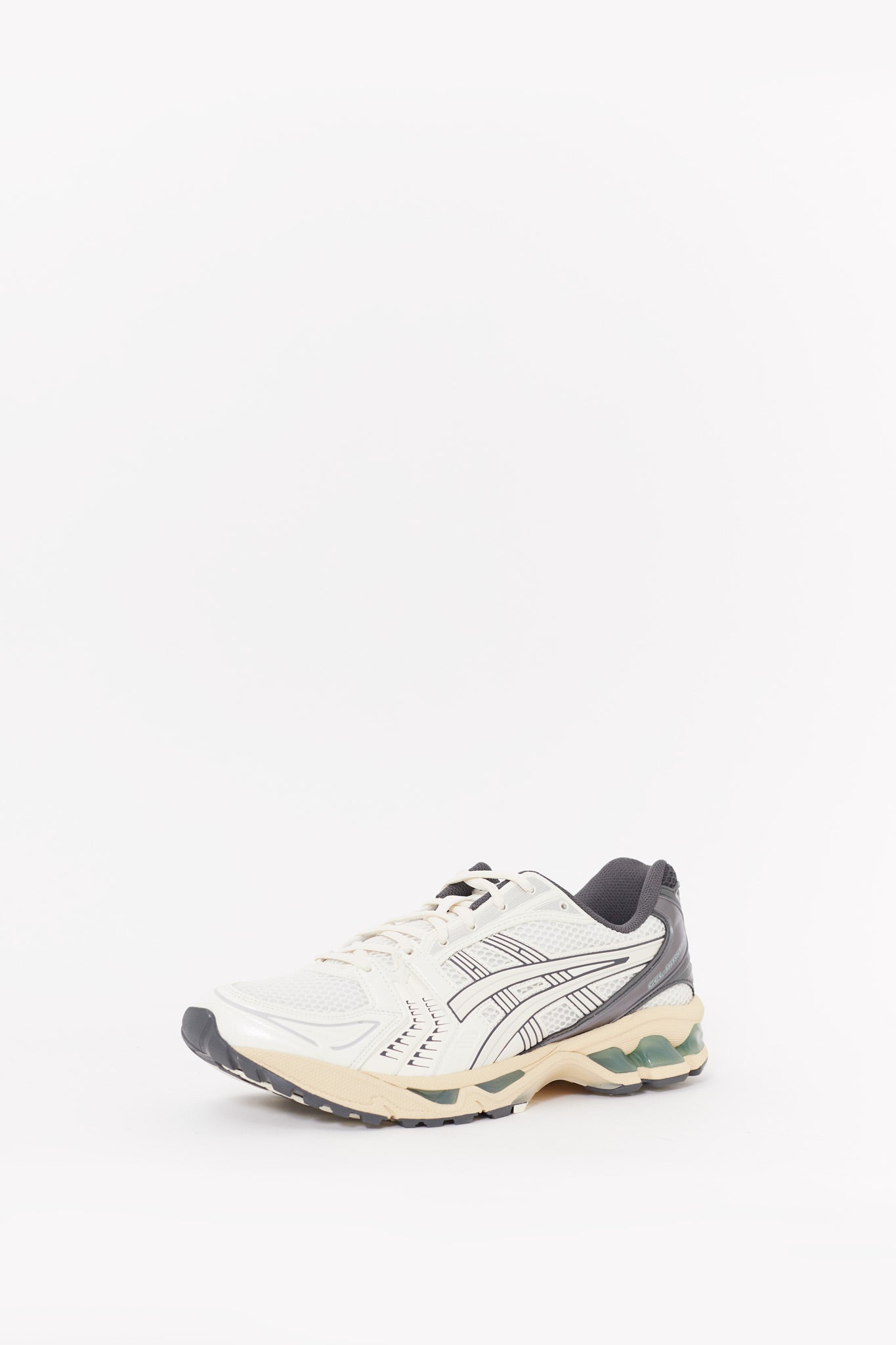 ASICS CREAM OBSIDIAN GREY GEL KAYANO 14 SNEAKERS