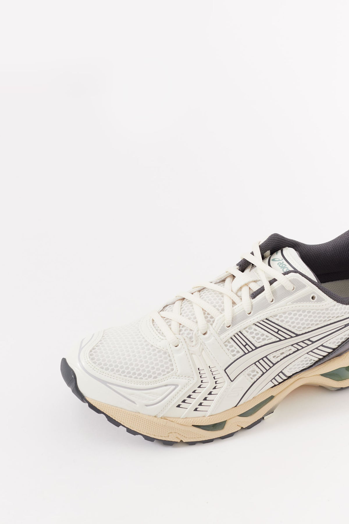 ASICS CREAM OBSIDIAN GREY GEL KAYANO 14 SNEAKERS