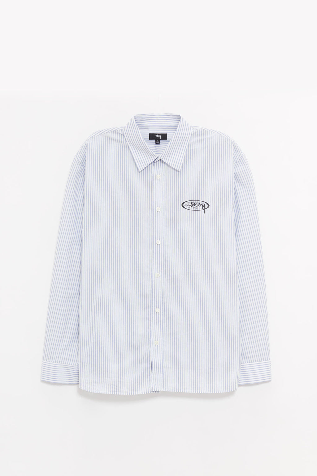 STUSSY BLUE STRIPE STANDARD LS LOGO SHIRT