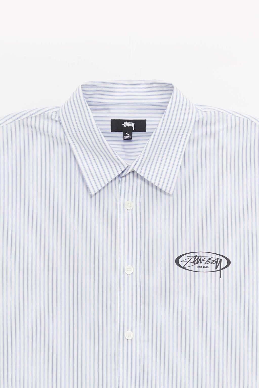 STUSSY BLUE STRIPE STANDARD LS LOGO SHIRT