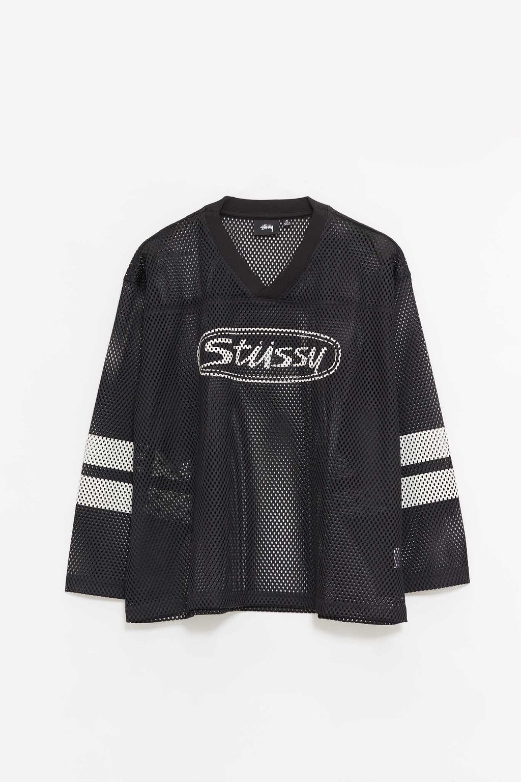 STUSSY BLACK TRUCKER TEAM JERSEY T SHIRT