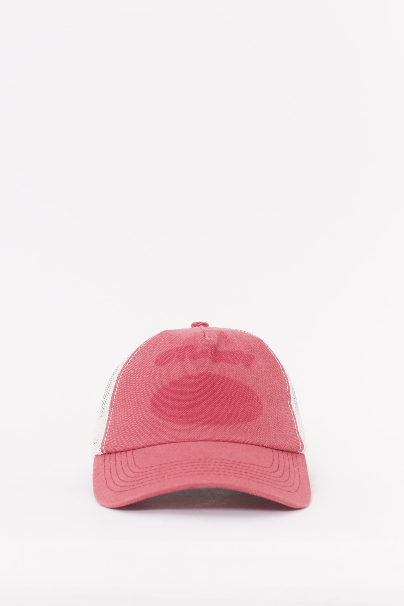 STUSSY RED HC GHOST LOGO TRUCKER CAP