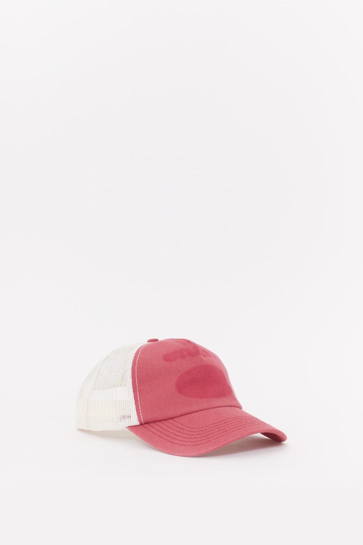STUSSY RED HC GHOST LOGO TRUCKER CAP