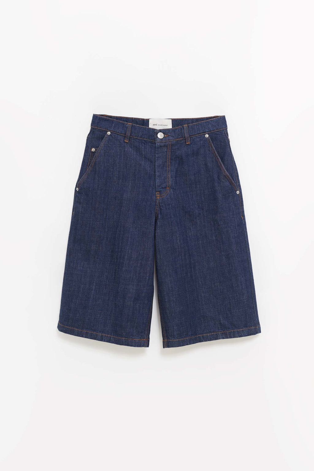 AMI INDIGO LOOSE BERMUDA SHORTS