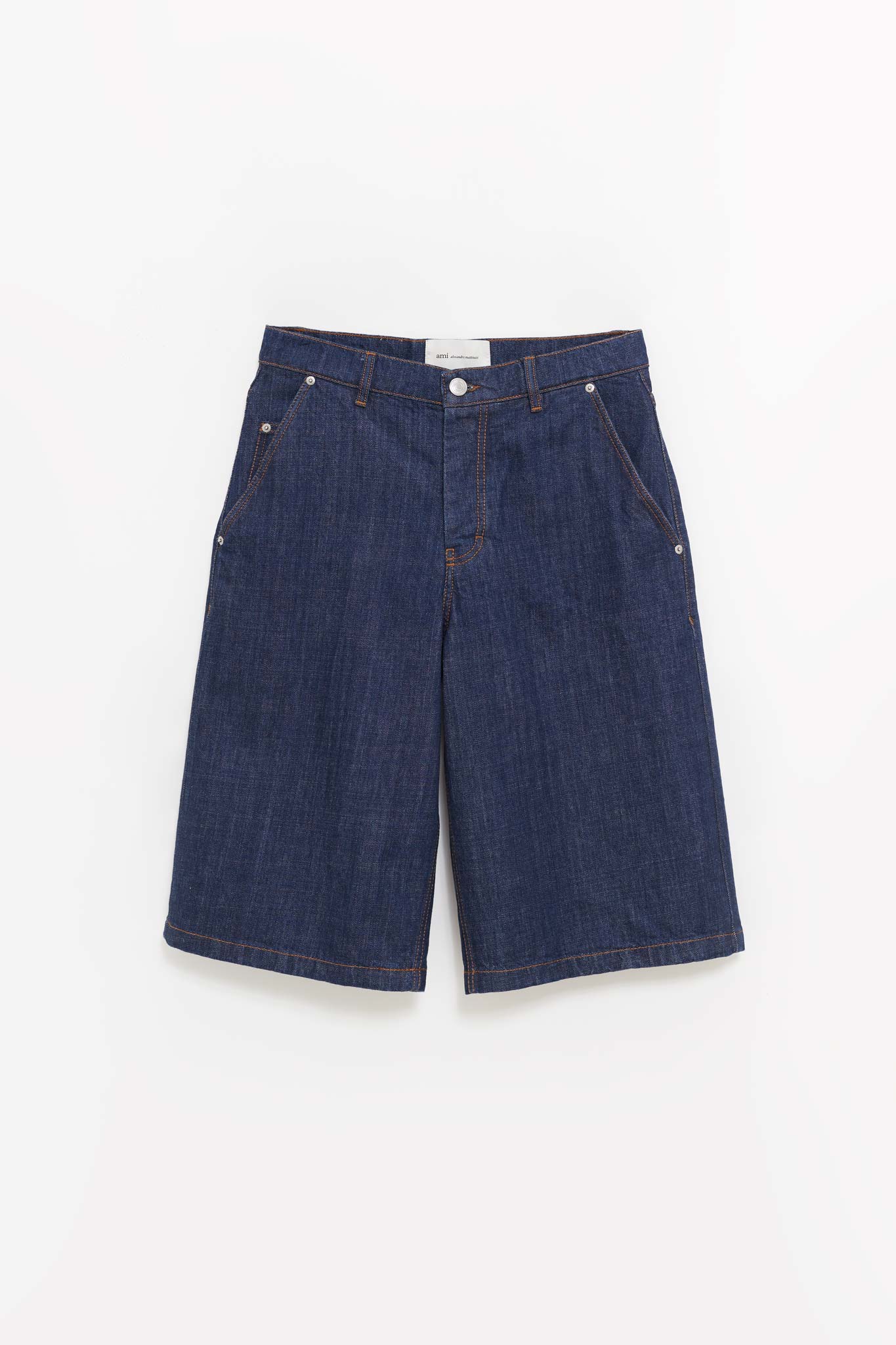 AMI INDIGO LOOSE BERMUDA SHORTS
