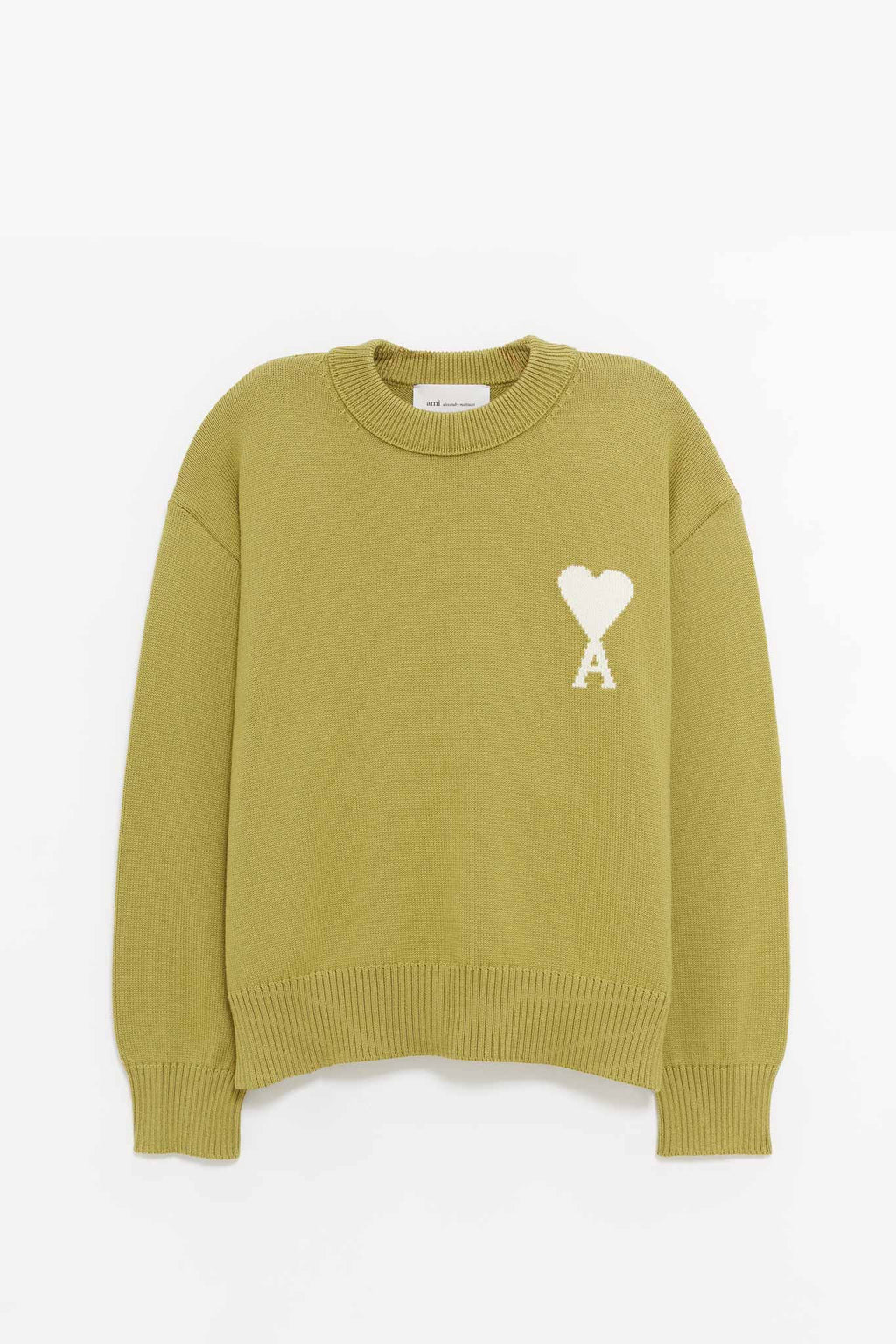 AMI MATCHA ECRU CREWNECK SWEATER