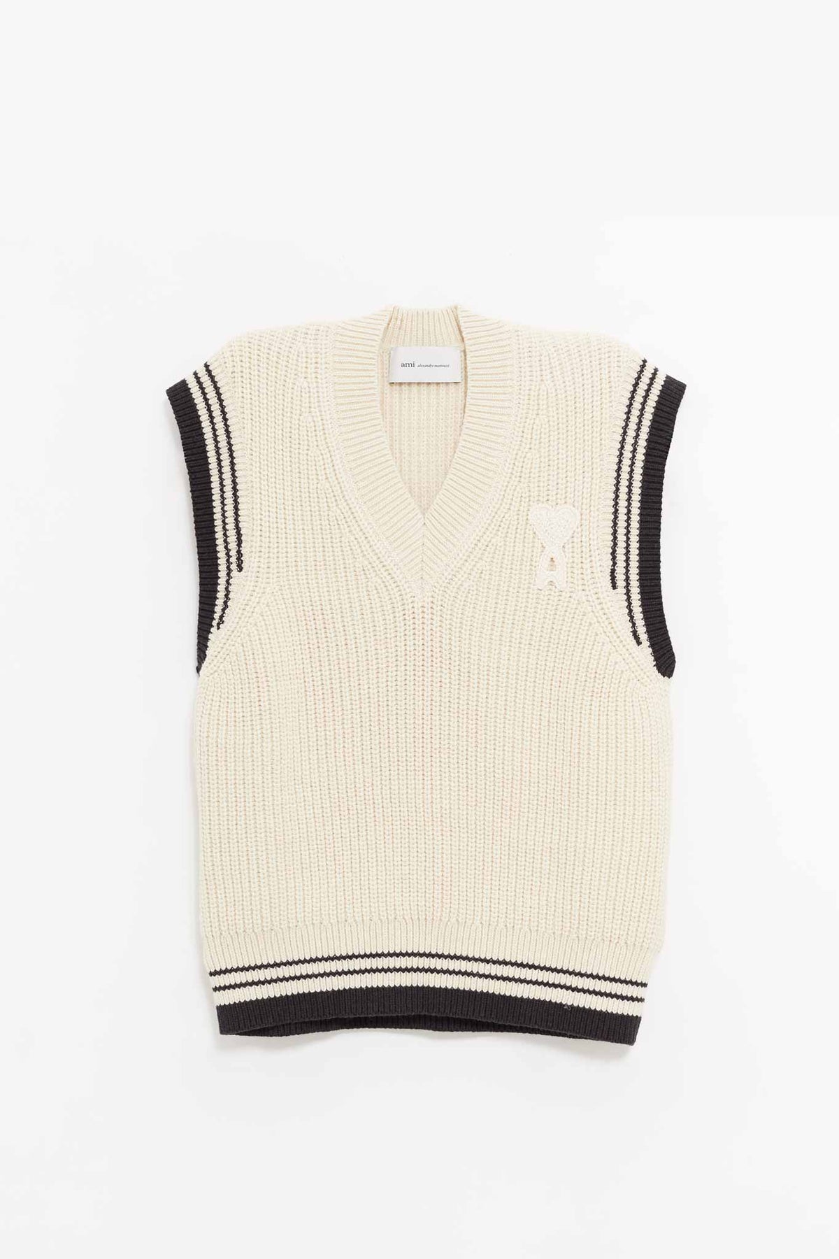 AMI BLANC CREME V NECK SWEATER