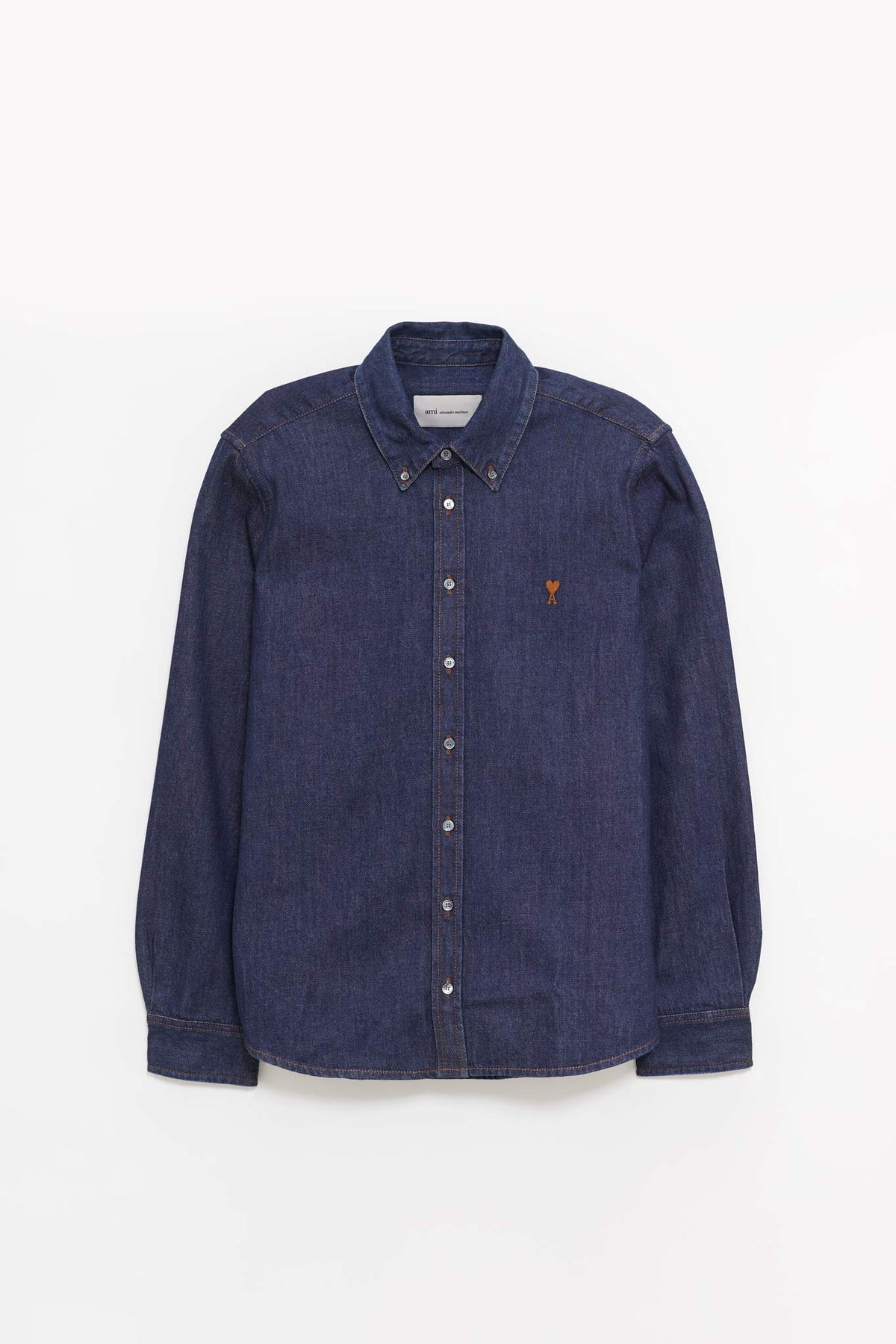 AMI INDIGO CONTRASTED AMI DE COEUR SHIRT