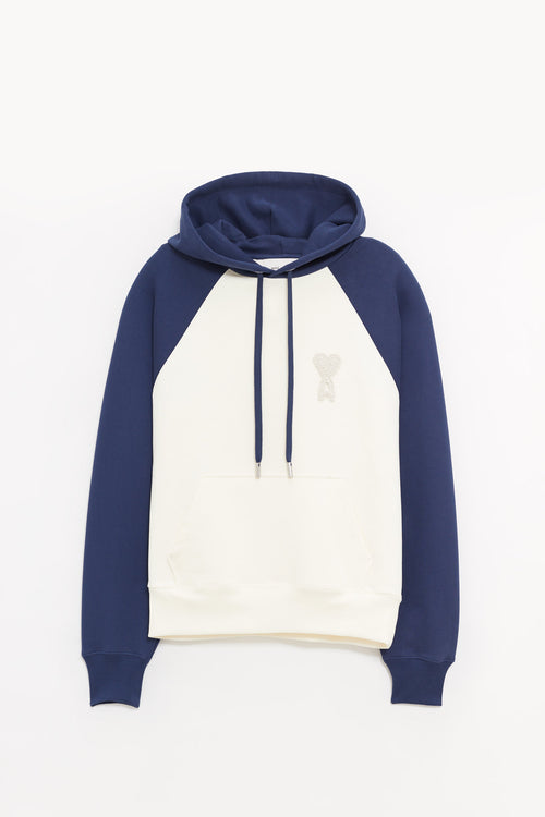 AMI BLANC CREME ENCRE BOXY FIT HOODIE