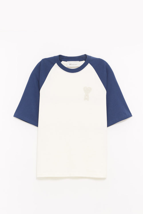 AMI BLANC CREME ENCRE BOXY FIT T SHIRT