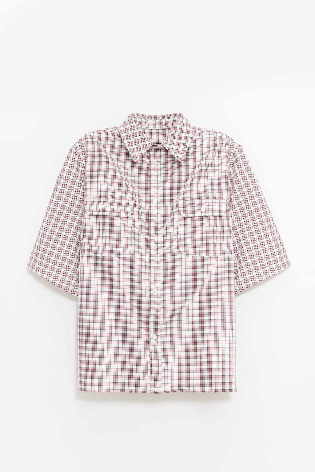 WILLY CHAVARRIA RED WHITE PICNIC PLAID SS CORCORAN SHIRT
