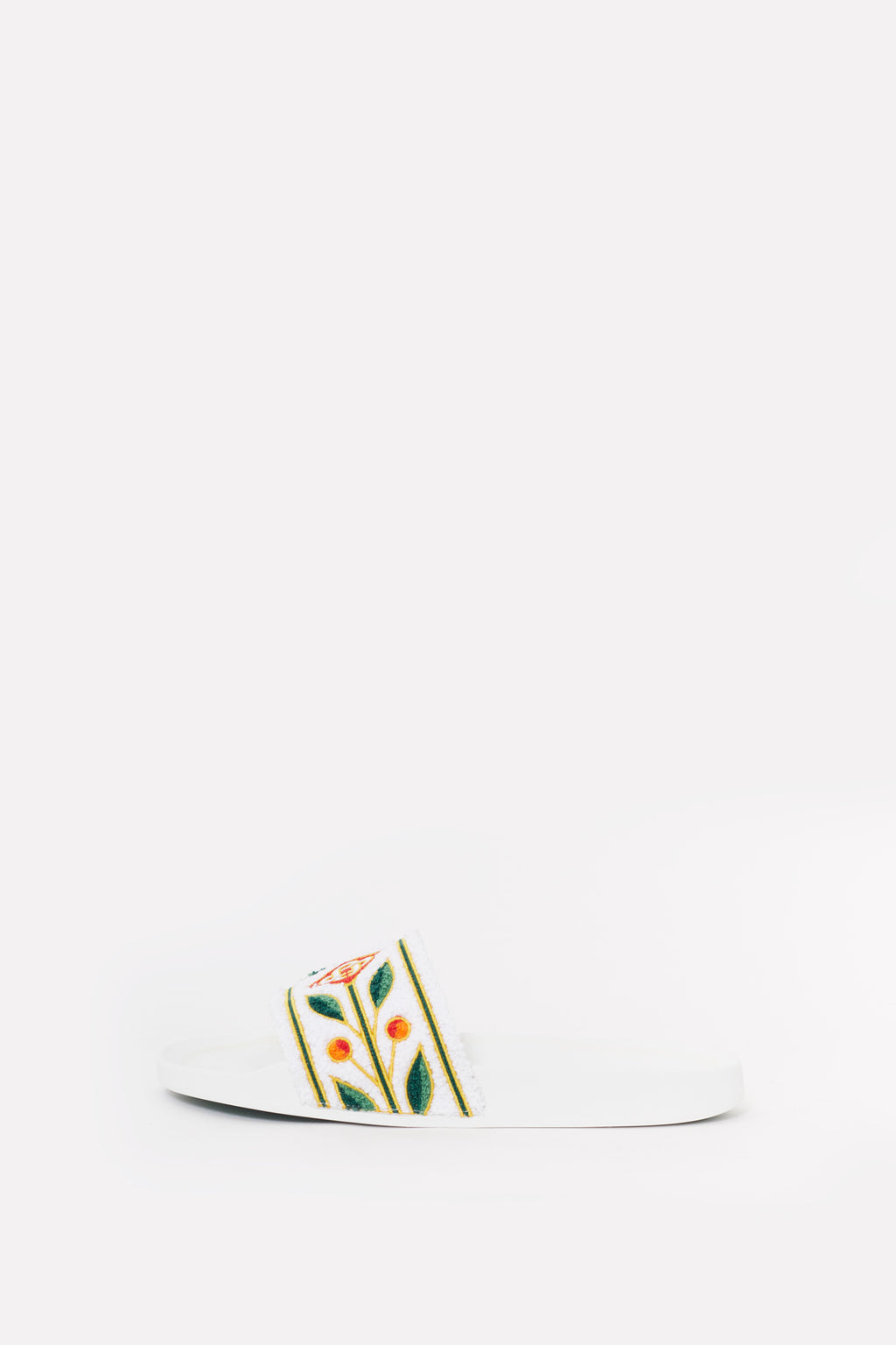CASABLANCA WHITE EMBROIDERED TERRY SLIDES