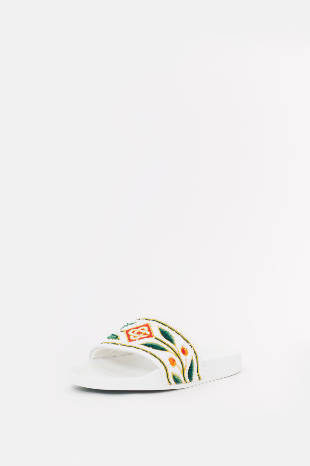 CASABLANCA WHITE EMBROIDERED TERRY SLIDES