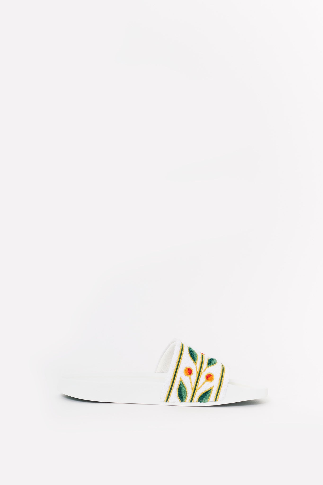 CASABLANCA WHITE EMBROIDERED TERRY SLIDES