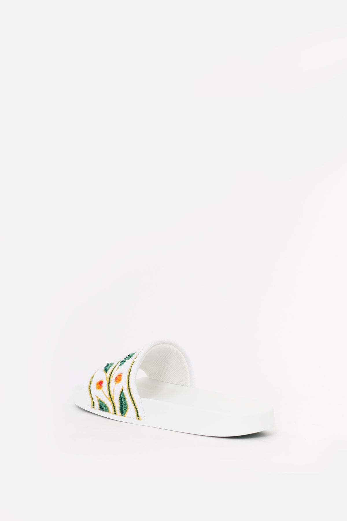 CASABLANCA WHITE EMBROIDERED TERRY SLIDES