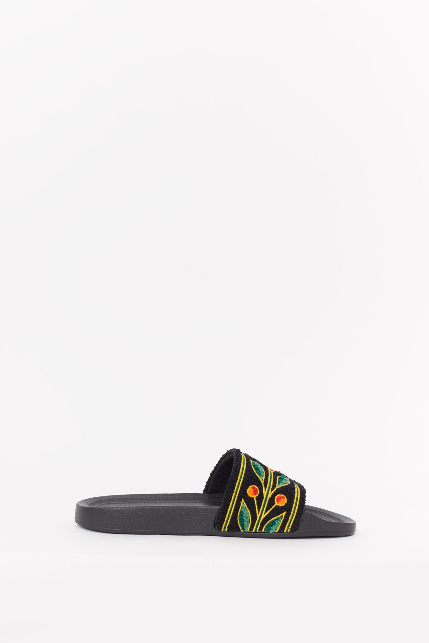 CASABLANCA BLACK EMBROIDERED TERRY SLIDES